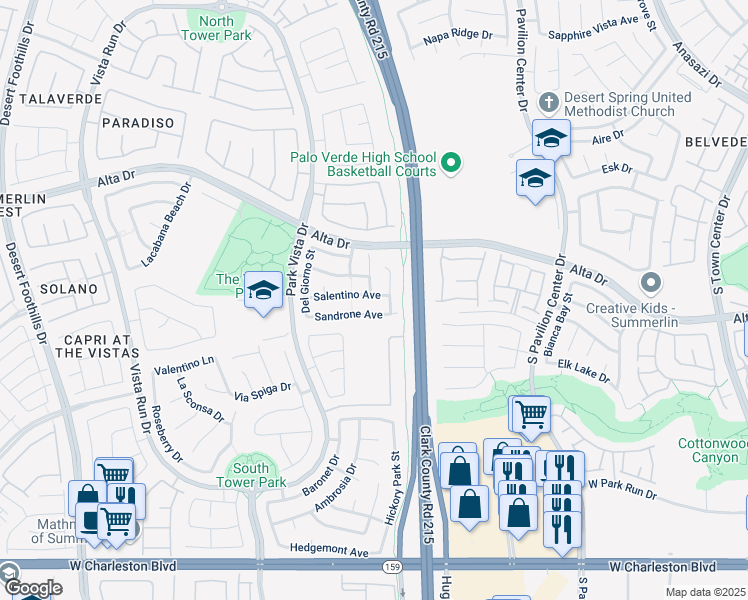 map of restaurants, bars, coffee shops, grocery stores, and more near 11173 Salentino Avenue in Las Vegas