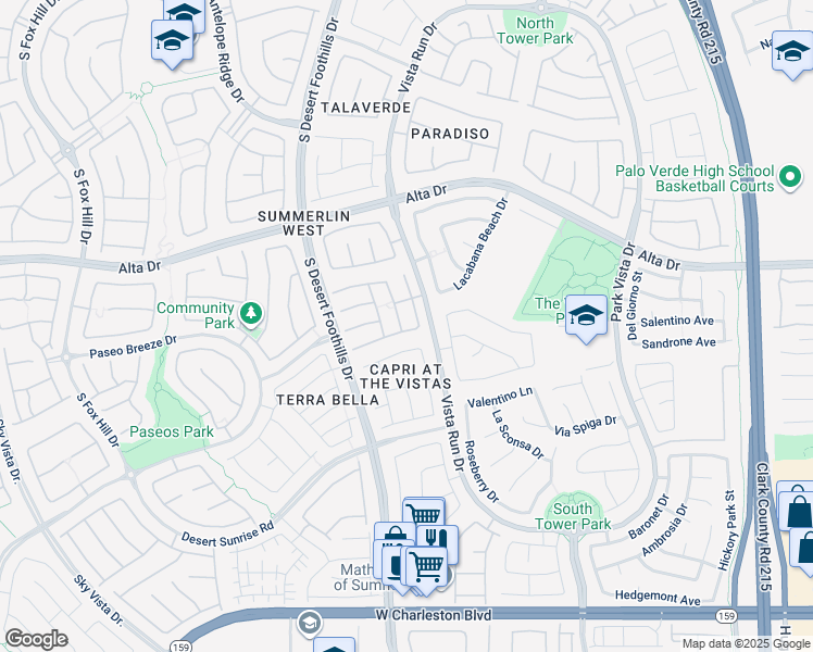 map of restaurants, bars, coffee shops, grocery stores, and more near 616 Tecate Valley Street in Las Vegas