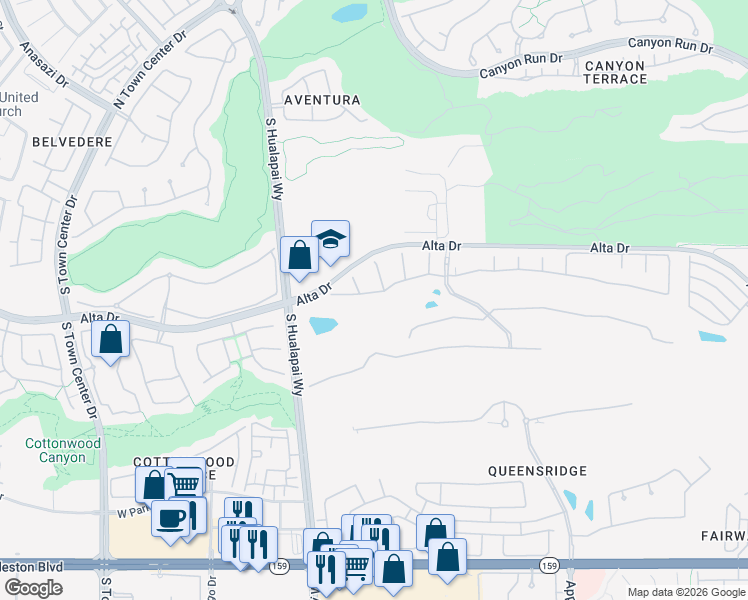 map of restaurants, bars, coffee shops, grocery stores, and more near 9805 Queen Charlotte Drive in Las Vegas