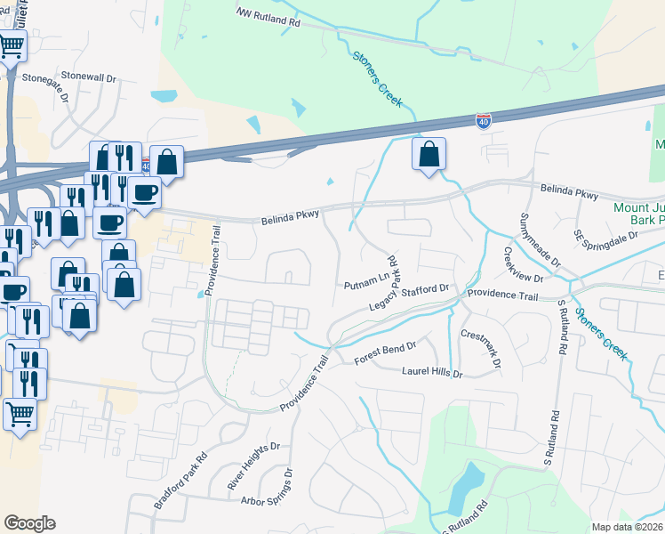 map of restaurants, bars, coffee shops, grocery stores, and more near 2019 Hidden Cove Road in Mt. Juliet