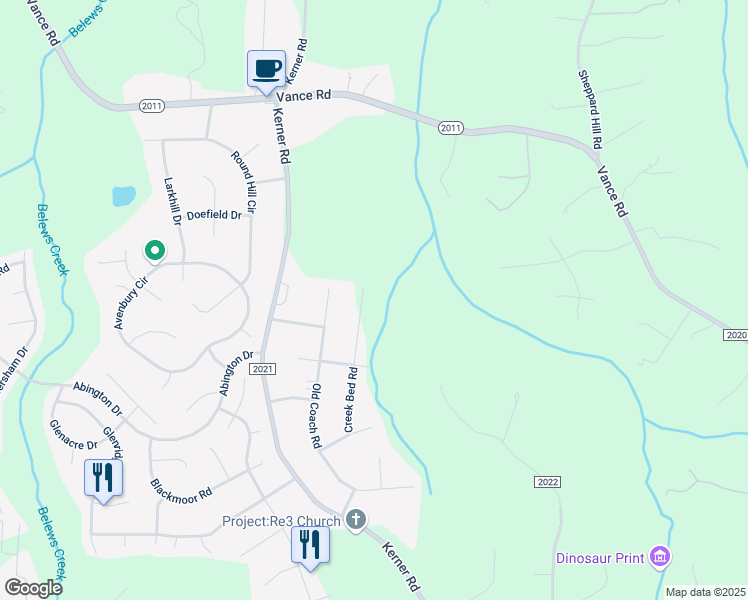 map of restaurants, bars, coffee shops, grocery stores, and more near 1553 Creek Bed Road in Kernersville