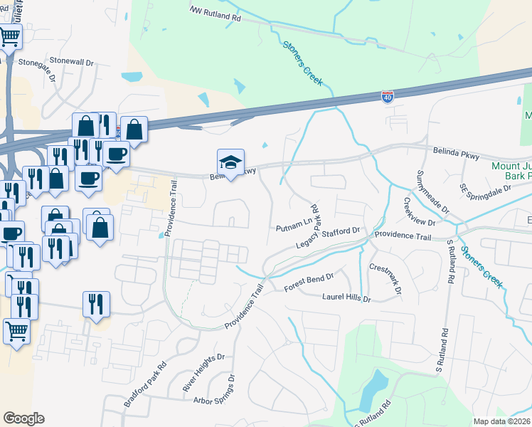 map of restaurants, bars, coffee shops, grocery stores, and more near 2019 Hidden Cove Road in Mt. Juliet