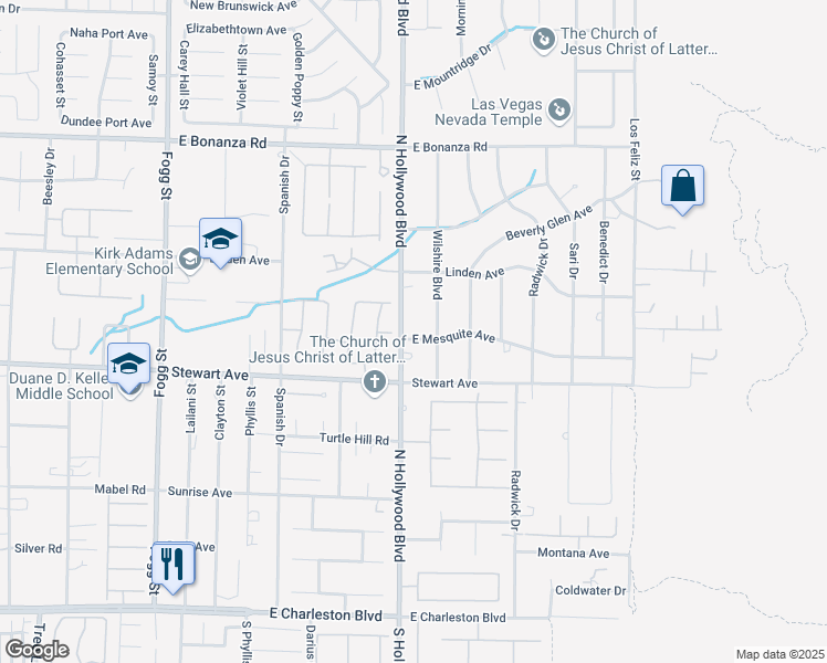 map of restaurants, bars, coffee shops, grocery stores, and more near 484 North Hollywood Boulevard in Las Vegas