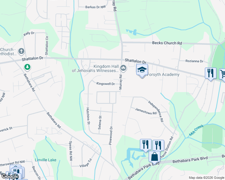 map of restaurants, bars, coffee shops, grocery stores, and more near 5367 Liberty Hall Circle in Winston-Salem