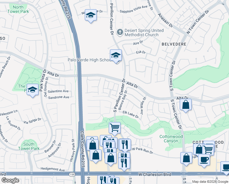 map of restaurants, bars, coffee shops, grocery stores, and more near 10910 Esta Ponia Court in Las Vegas
