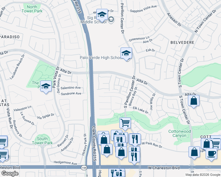 map of restaurants, bars, coffee shops, grocery stores, and more near 584 Poplar Leaf Street in Las Vegas