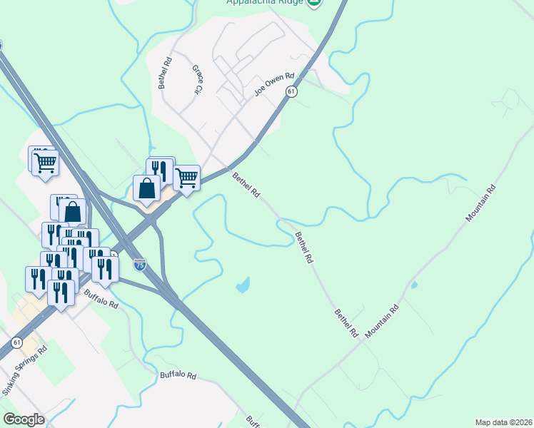 map of restaurants, bars, coffee shops, grocery stores, and more near 640 Bethel Road in Clinton