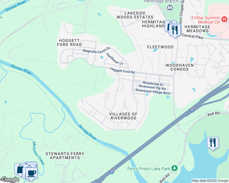 map of restaurants, bars, coffee shops, grocery stores, and more near 2869 Whitebirch Drive in Nashville