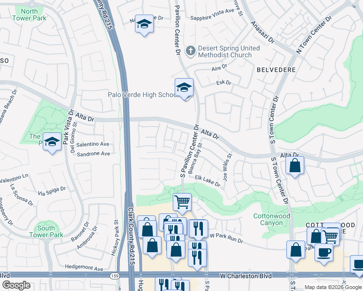 map of restaurants, bars, coffee shops, grocery stores, and more near 10910 Esta Ponia Court in Las Vegas