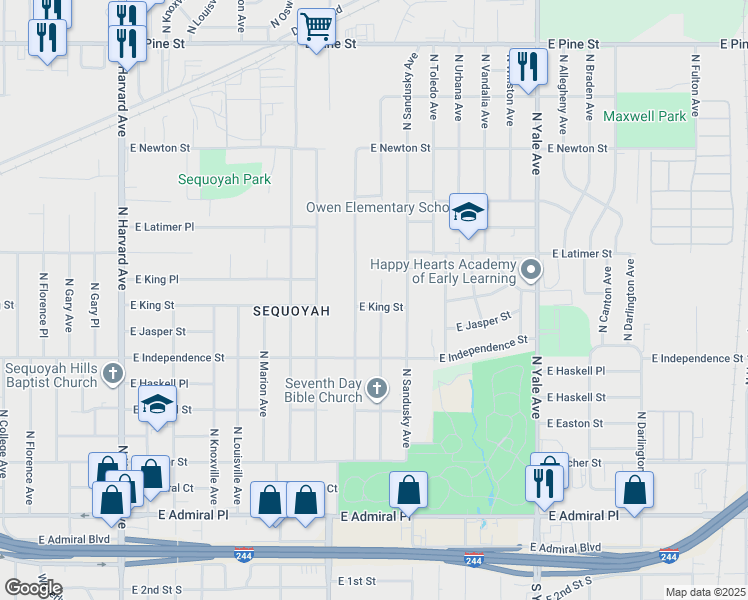 map of restaurants, bars, coffee shops, grocery stores, and more near 848 North Richmond Avenue in Tulsa