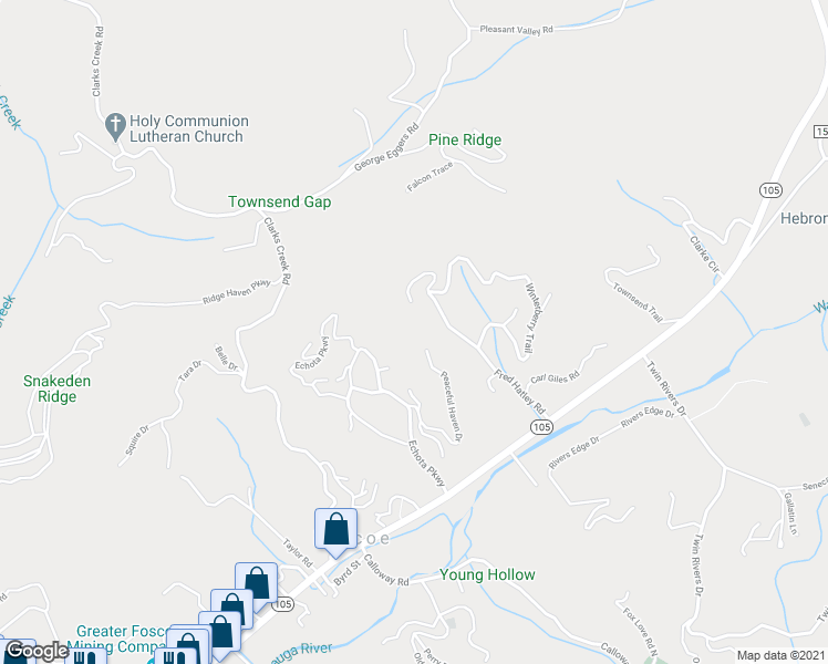map of restaurants, bars, coffee shops, grocery stores, and more near 537 Peaceful Haven Drive in Boone
