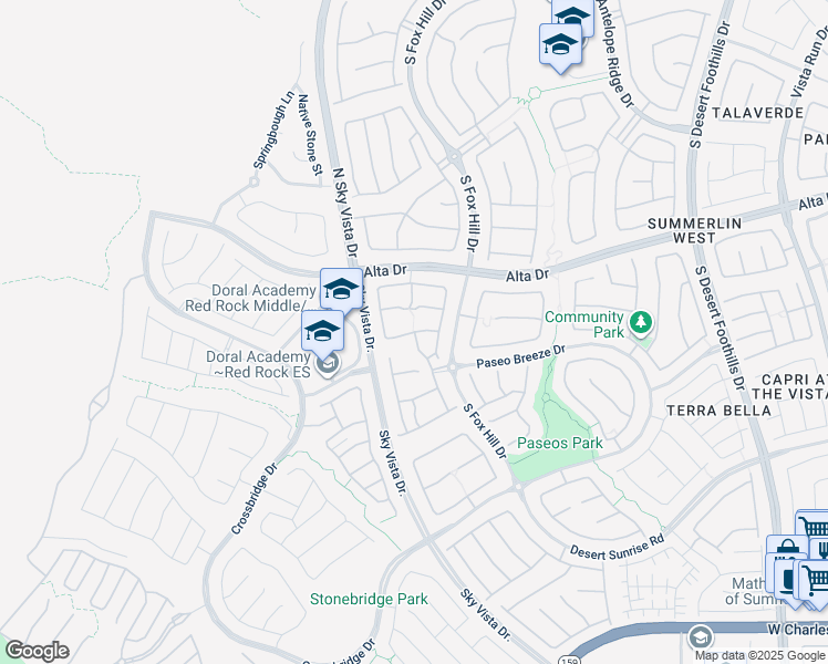 map of restaurants, bars, coffee shops, grocery stores, and more near Sandy Peak Avenue in Las Vegas