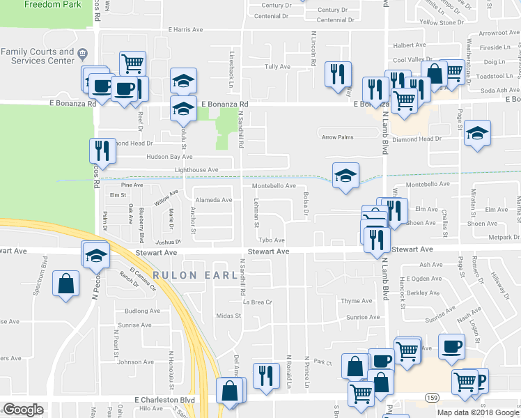map of restaurants, bars, coffee shops, grocery stores, and more near 348 Century Drive in Las Vegas