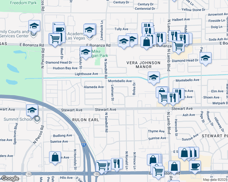 map of restaurants, bars, coffee shops, grocery stores, and more near 348 Century Drive in Las Vegas