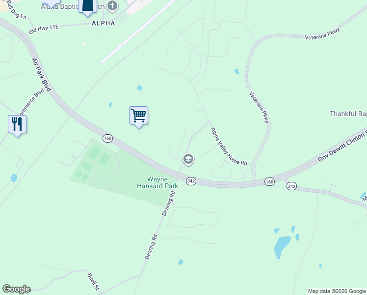 map of restaurants, bars, coffee shops, grocery stores, and more near 5080 Dearing Road in Morristown