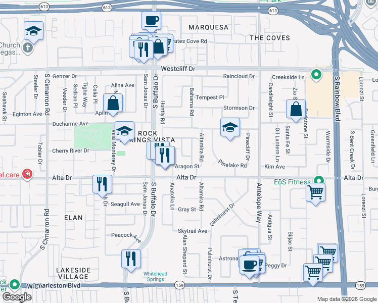map of restaurants, bars, coffee shops, grocery stores, and more near 408 Brighton Road in Las Vegas