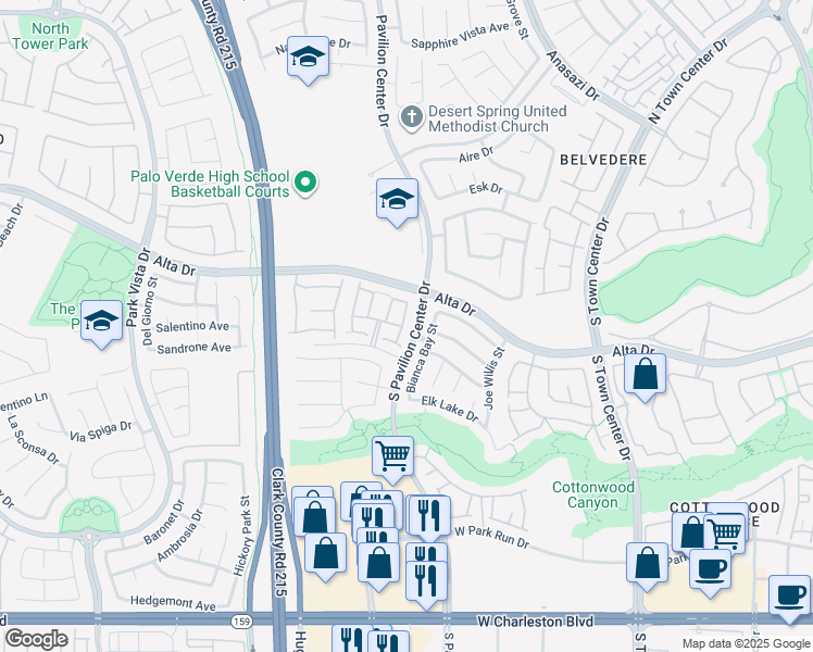 map of restaurants, bars, coffee shops, grocery stores, and more near 552 Sierra Morena Street in Las Vegas