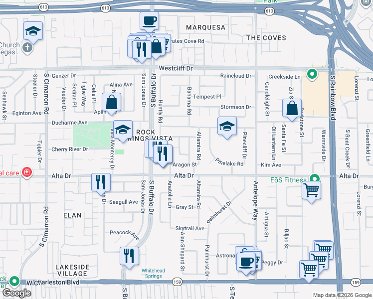 map of restaurants, bars, coffee shops, grocery stores, and more near 408 Brighton Road in Las Vegas