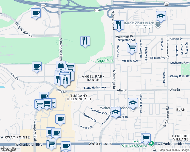 map of restaurants, bars, coffee shops, grocery stores, and more near 8541 Crest Hill in Las Vegas