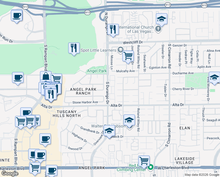 map of restaurants, bars, coffee shops, grocery stores, and more near 336 Vista Glen Street in Las Vegas
