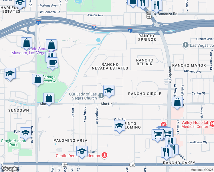 map of restaurants, bars, coffee shops, grocery stores, and more near 3004 Astoria Pines Circle in Las Vegas