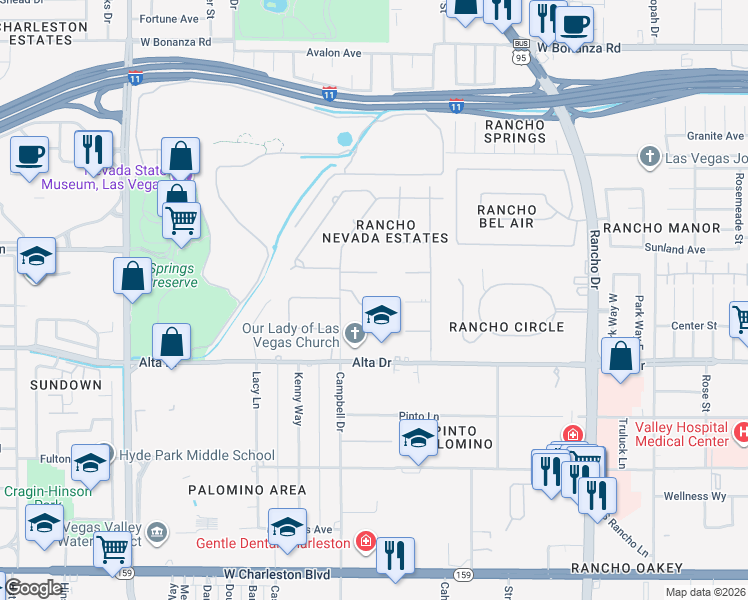 map of restaurants, bars, coffee shops, grocery stores, and more near 3004 Astoria Pines Circle in Las Vegas