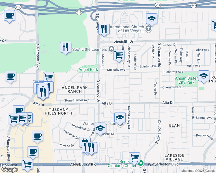 map of restaurants, bars, coffee shops, grocery stores, and more near 8421 Aspenbrook Avenue in Las Vegas