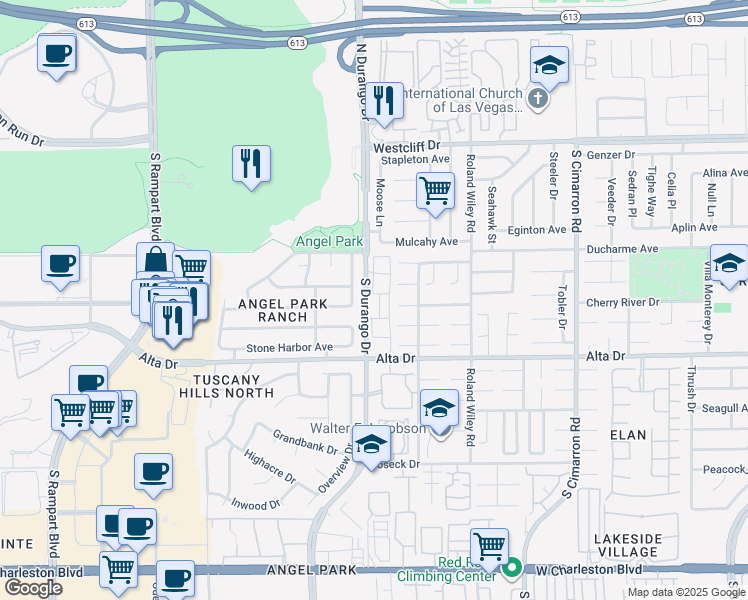 map of restaurants, bars, coffee shops, grocery stores, and more near 336 Vista Glen Street in Las Vegas