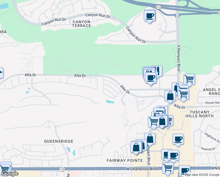 map of restaurants, bars, coffee shops, grocery stores, and more near 9217 Dalmahoy Place in Las Vegas