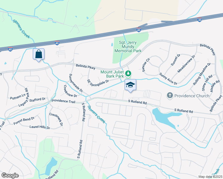 map of restaurants, bars, coffee shops, grocery stores, and more near 117 Shadow Creek Cove in Mt. Juliet