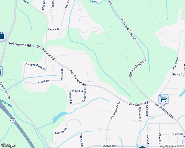 map of restaurants, bars, coffee shops, grocery stores, and more near 4282 Oak Pointe Drive in Winston-Salem
