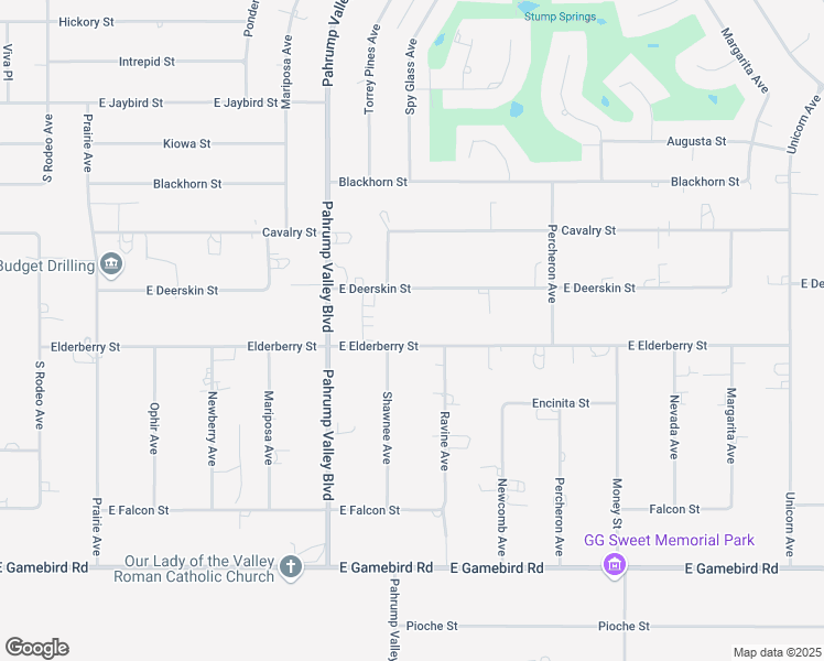 map of restaurants, bars, coffee shops, grocery stores, and more near 1190 East Elderberry Street in Pahrump