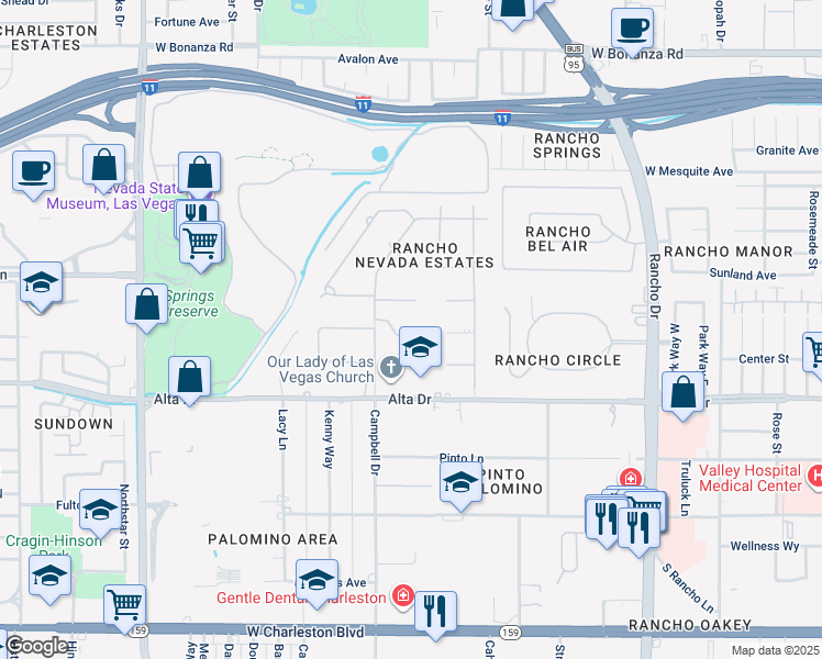 map of restaurants, bars, coffee shops, grocery stores, and more near 3004 Astoria Pines Circle in Las Vegas