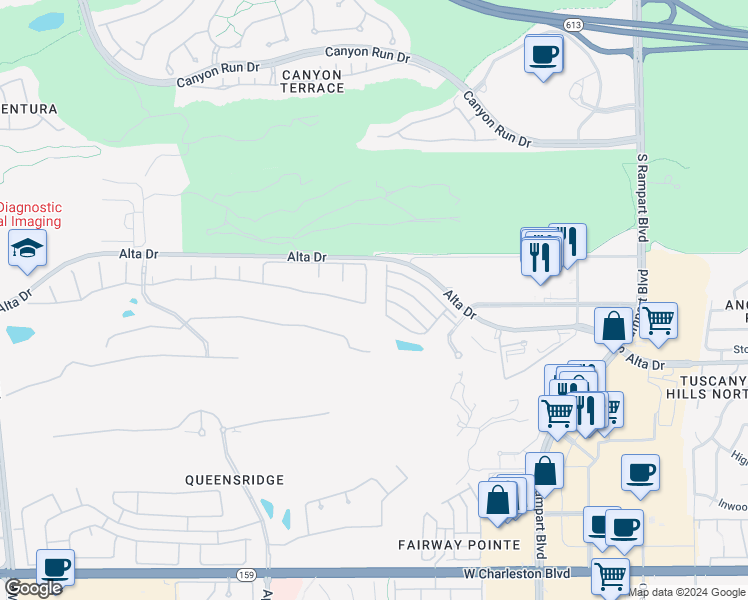 map of restaurants, bars, coffee shops, grocery stores, and more near 324 Onyx Crest Street in Las Vegas
