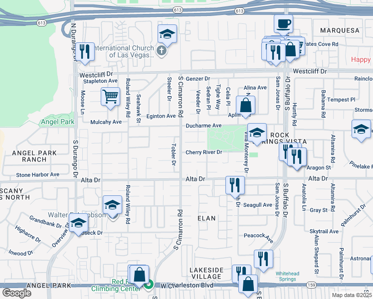 map of restaurants, bars, coffee shops, grocery stores, and more near 7944 Cherry River Drive in Las Vegas