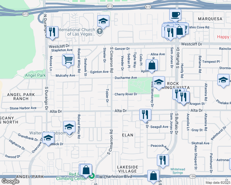 map of restaurants, bars, coffee shops, grocery stores, and more near 7944 Cherry River Drive in Las Vegas