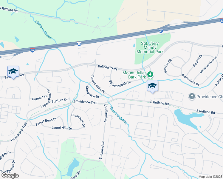 map of restaurants, bars, coffee shops, grocery stores, and more near 136 Sunnymeade Drive in Mt. Juliet