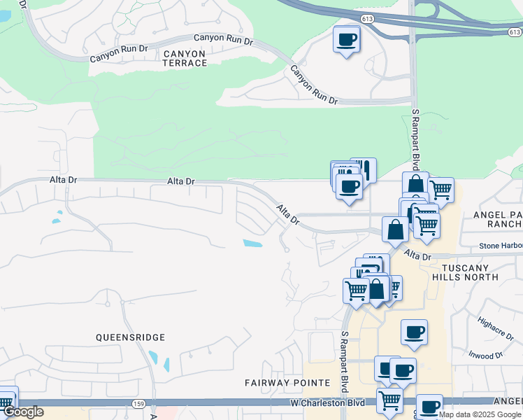 map of restaurants, bars, coffee shops, grocery stores, and more near 9176 Whitekirk Place in Las Vegas