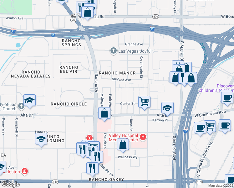 map of restaurants, bars, coffee shops, grocery stores, and more near 333 South Tonopah Drive in Las Vegas