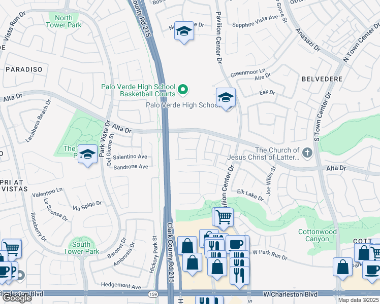 map of restaurants, bars, coffee shops, grocery stores, and more near 11015 Mimosa Leaf Court in Las Vegas