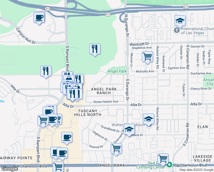 map of restaurants, bars, coffee shops, grocery stores, and more near 8541 Summer Vista Avenue in Las Vegas