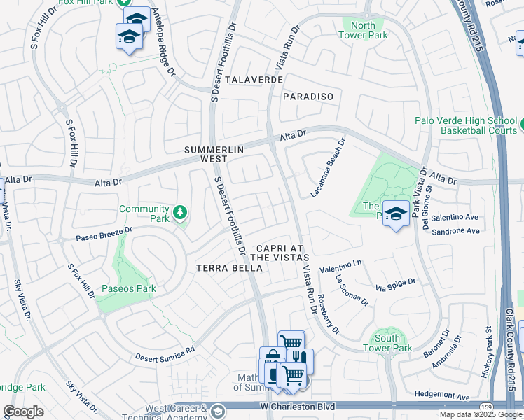 map of restaurants, bars, coffee shops, grocery stores, and more near 11749 San Rosarita Court in Las Vegas