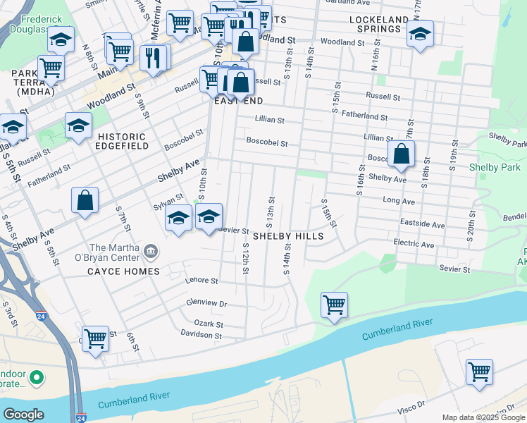 map of restaurants, bars, coffee shops, grocery stores, and more near in Nashville