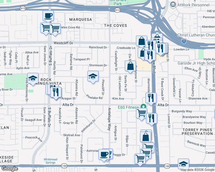 map of restaurants, bars, coffee shops, grocery stores, and more near 328 Antelope Way in Las Vegas