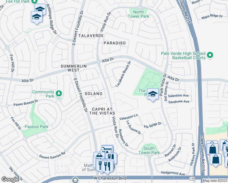 map of restaurants, bars, coffee shops, grocery stores, and more near 667 Granite Rapids Street in Las Vegas
