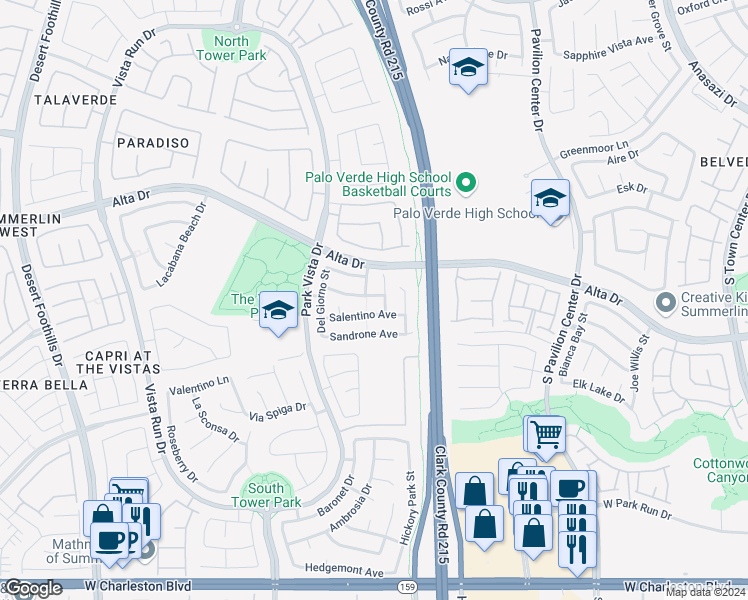 map of restaurants, bars, coffee shops, grocery stores, and more near 11197 Falesco Avenue in Las Vegas
