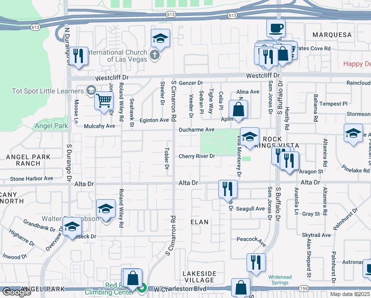 map of restaurants, bars, coffee shops, grocery stores, and more near 8009 Celebreeze Court in Las Vegas