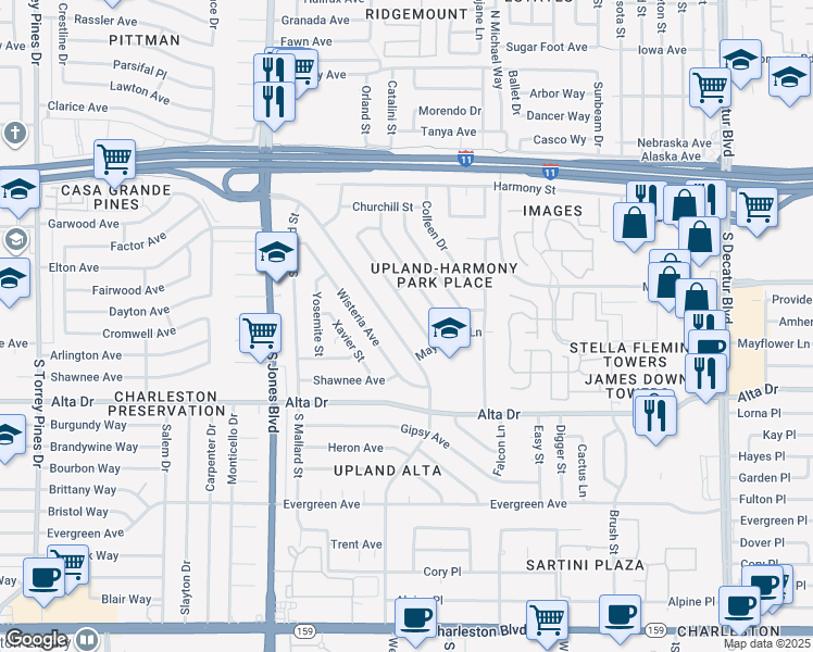 map of restaurants, bars, coffee shops, grocery stores, and more near in Las Vegas