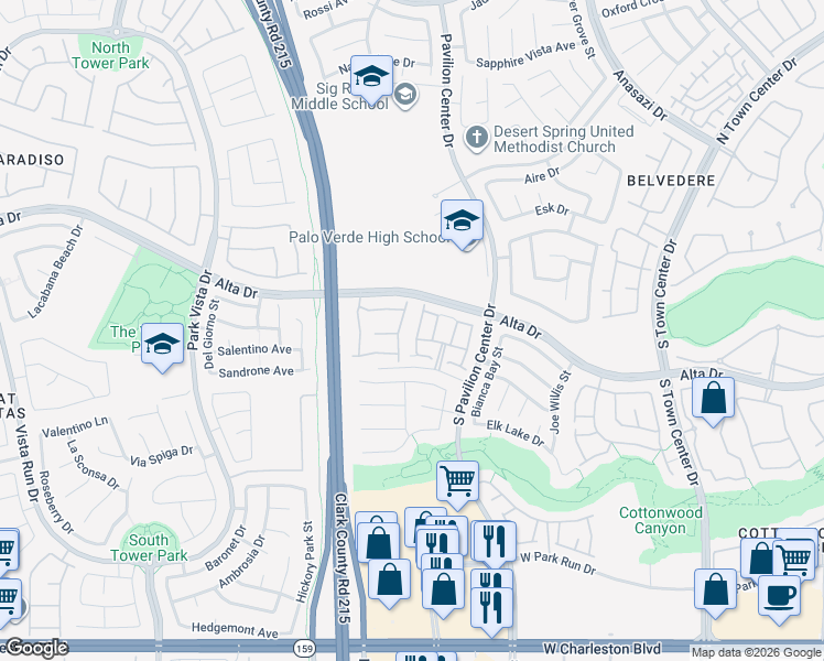 map of restaurants, bars, coffee shops, grocery stores, and more near 549 Artola Street in Las Vegas