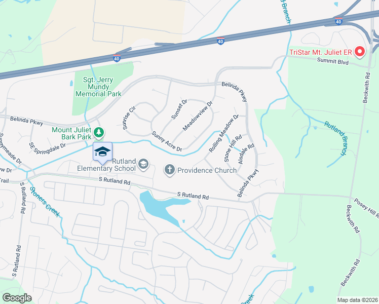 map of restaurants, bars, coffee shops, grocery stores, and more near 318 Sunny Acre Drive in Mt. Juliet